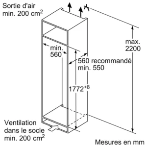 Réfrigérateur Bosch encastrable série 6 320 litres KIR81SDD0